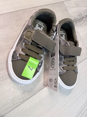 Kids Olive Green Casual Sneakers with Velcro Closure
